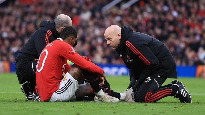 Marcus Rashford getting medical attention during Manchester United's recent FA Cup clash