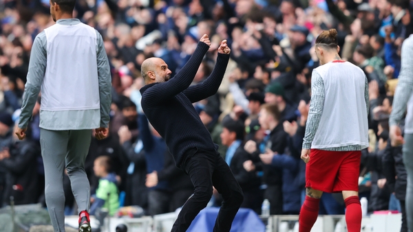The City boss shows his delight after City's leveller