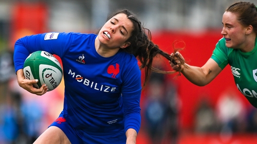 Méabh Deely was yellow-carded for this challenge on Cyrielle Banet