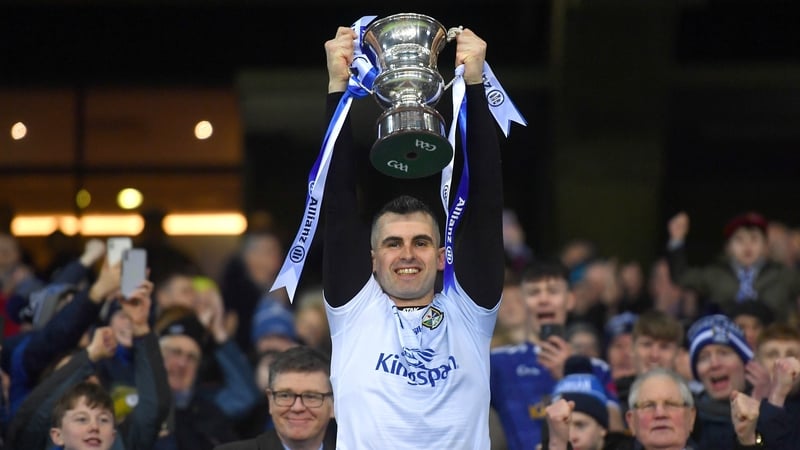 Cavan captain Raymond Galligan celebrates with the cup