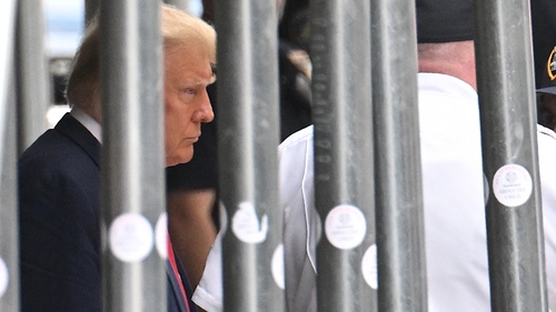 Former US president Donald Trump leaves the Manhattan Criminal Court in New York City yesterday. Photo: Getty Images