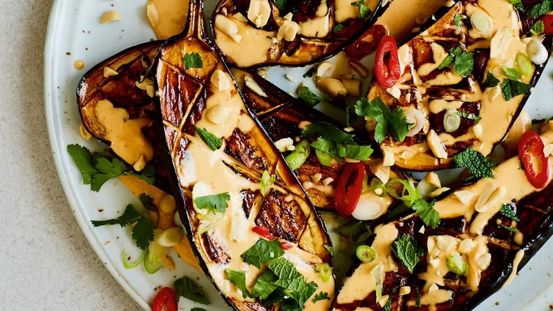 Make aubergines the star of the show with this easy midweek meal.