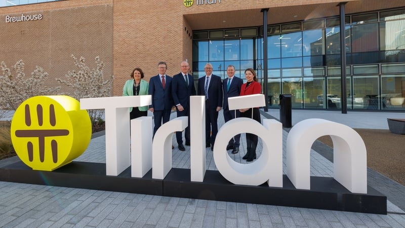 Minister for Enterprise Simon Coveney, along with Tirlán Office Facilities Manager Mary Banks, Chairman John Murphy, CEO Jim Bergin; Kilkenny Co Council Interim CEO Seán McKeown and Ireland Strategic Investment Fund Investment Director Sarah Hickey