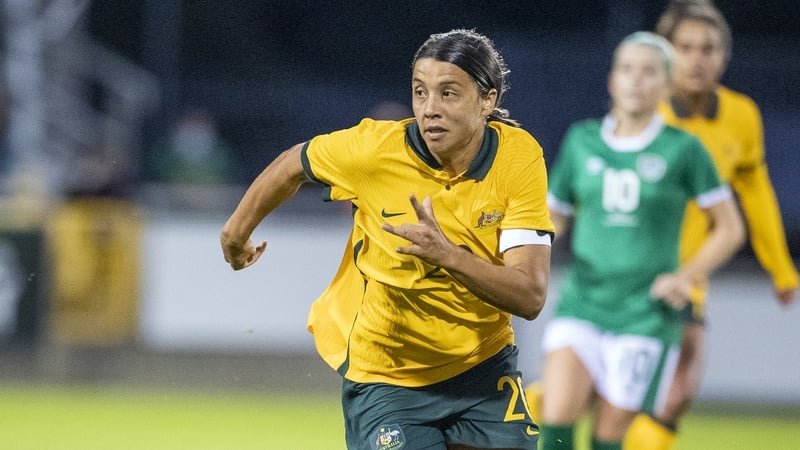 Sam Kerr in action against the Republic of Ireland at Tallaght Stadium in September 2021