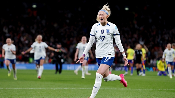 Chloe Kelly celebrates her winning kick