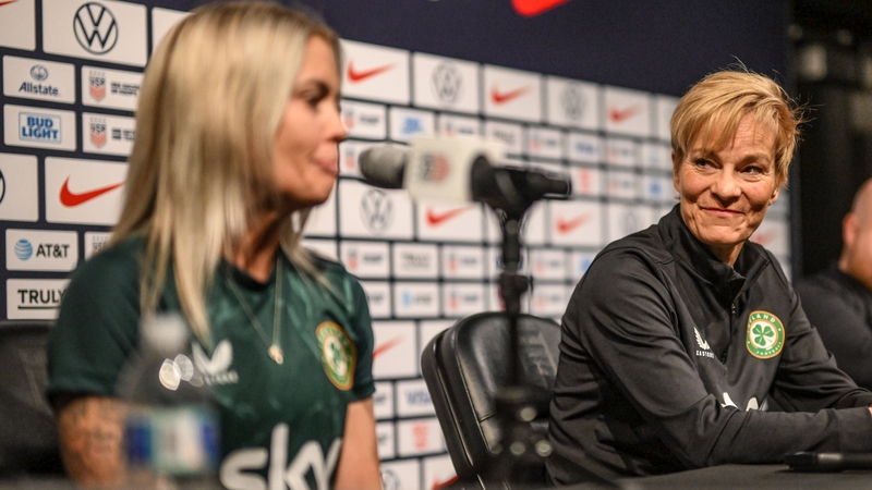 Vera Pauw (R) faces the press with Denise O'Sullivan