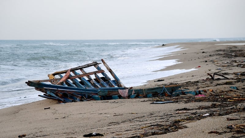 A photo taken in February showing the debris of a migrant boat after it sank and washed ashore in southern Italy