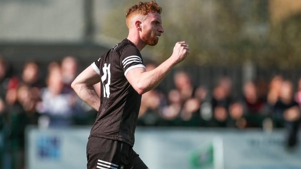 Sligo forward Sean Carrabine celebrates his goal against London