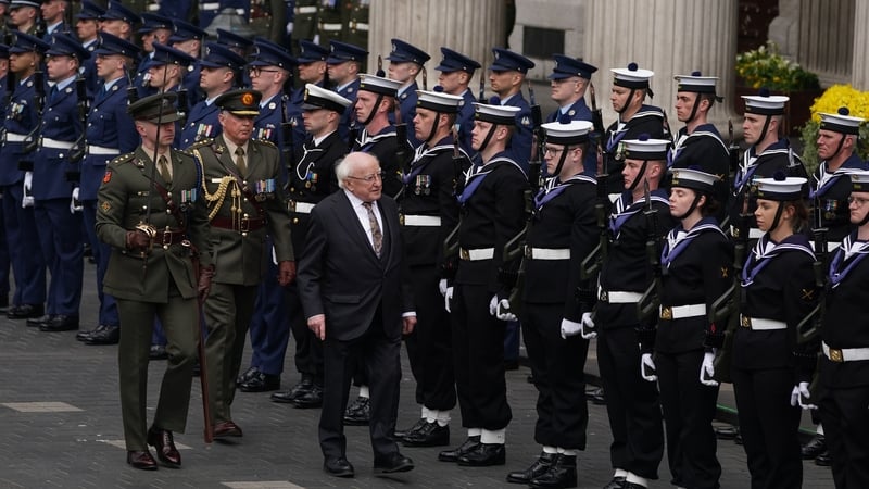 President Michael D Higgins pictured outside the GPO at the start of the ceremony
