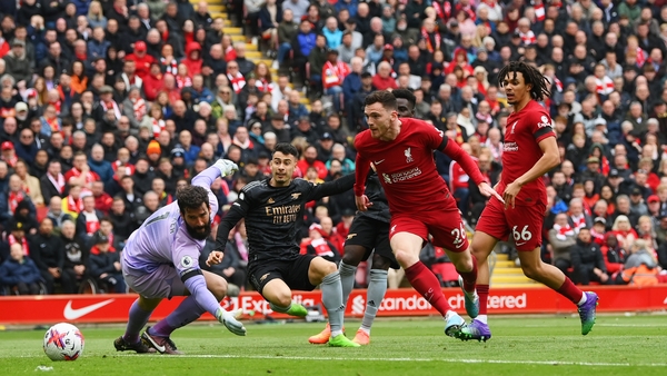 Arsenal took an early lead at Anfield through Gabriel Martinelli