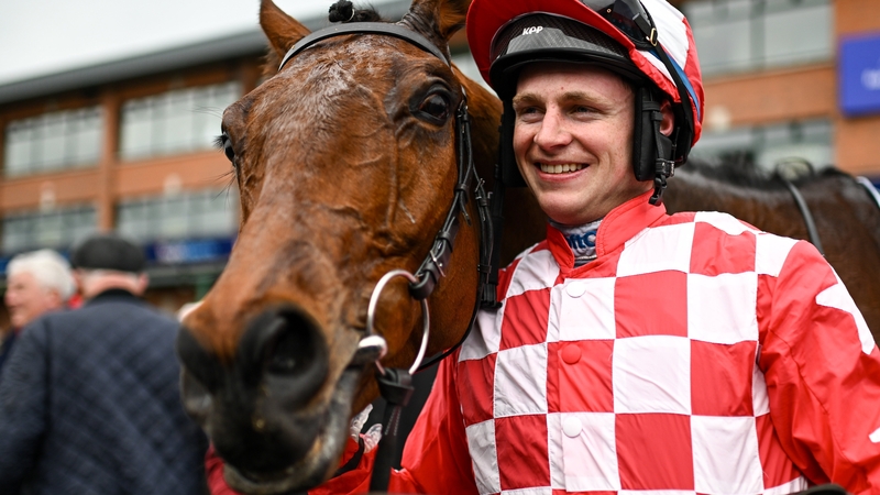 Flame Bearer and Sean O'Keeffe celebrate their Gold Cup success at Fairyhouse