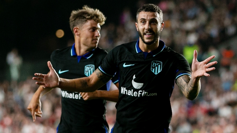 Mario Hermosa celebrates his goal for Atletico