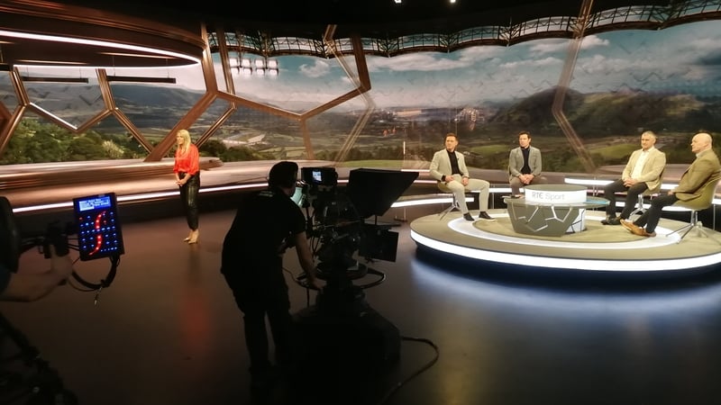 Presenter Jacqui Hurley with panellists Paul Flynn, Sean Cavanagh, Liam Sheedy and Anthony Daly
