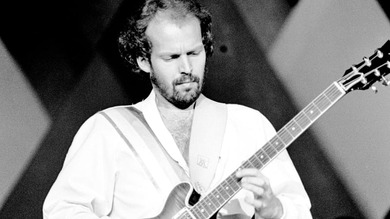 Lasse Wellander performing with ABBA at London's Wembley Arena in November 1979