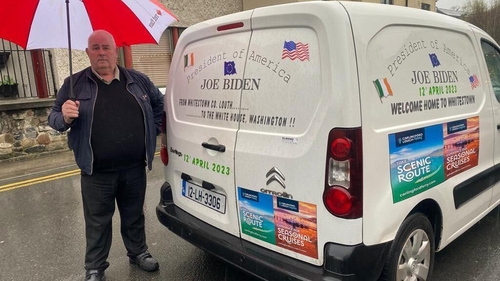 Eamon Thornton adorned his van after the election of Joe Biden as US president in 2020