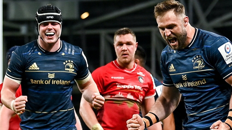 Jason Jenkins (r) and James Ryan in action against Leicester