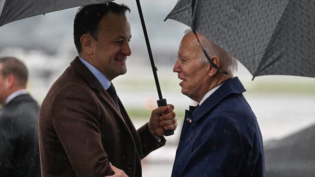 Arriving in Dublin, the US President was greeted by Taoiseach Leo Varadkar