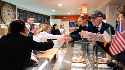 US President Joe Biden in McAteers The Food House in April 2023