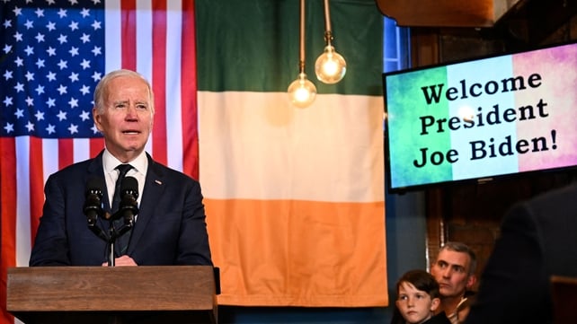 President Joe Biden spoke at The Windsor bar on Dundalk's Dublin St where his Irish relatives and invited guests were gathered