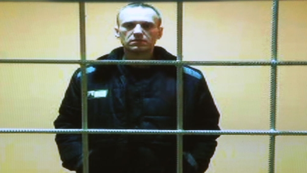 Alexei Navalny pictured during a court appearance in Moscow last year