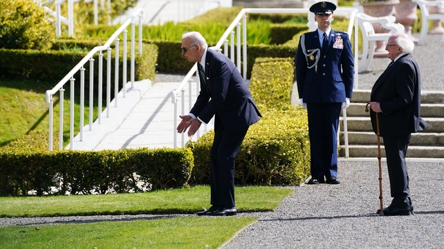 President Biden calls out to Misneach during his Áras visit
