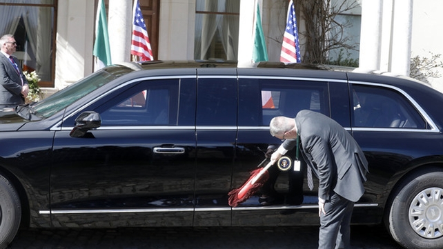 Cleaning 'The Beast' - President Biden's car is cleaned at Farmleigh House in the Phoenix Park (Image: RollingNews.ie)