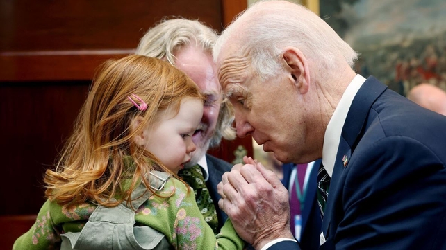 When Joe met Fiadh - US President Joe Biden meets President Michael D Higgins' granddaughter Fiadh