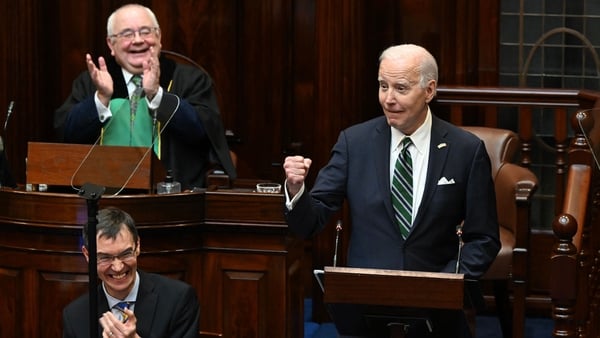 "We're going to continue to strengthen our economies, building from the bottom up and the middle out," President Biden said.