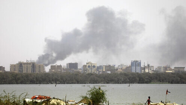 Smoke rising from Sudan's capital of Khartoum during clashes between paramilitaries and the Sudanese army