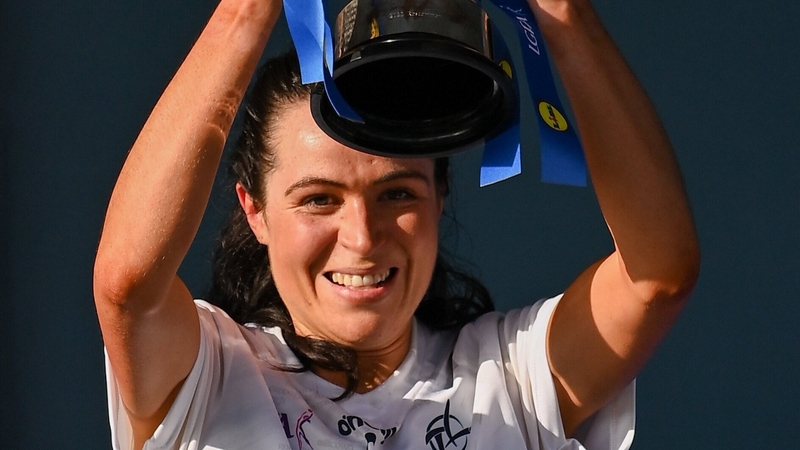 Kildare captain Grace Clifford lifts the cup after her side's victory