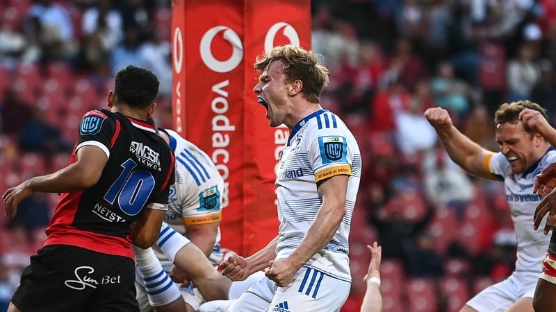 Ben Murphy celebrates Leinster's fifth try