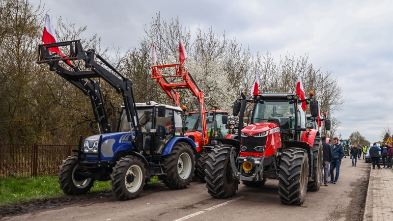 Polish farmers protest near the border with Ukraine in Hrubieszow