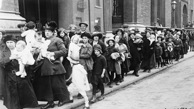 Catholic families who had fled sectarian violence in Belfast photographed in Dublin in summer 1922. Photo: Getty Images