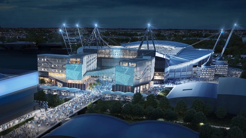 An artist's impression of the proposed Etihad Stadium 
expansion