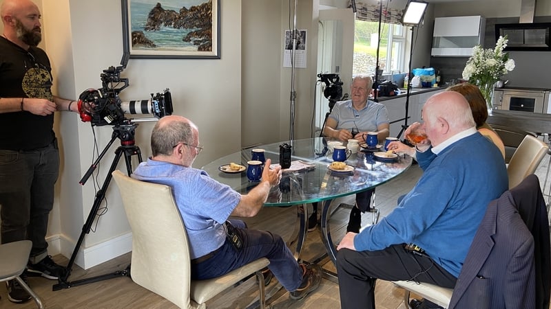 The author interviewing Paudie Fuller and the Herlihy family about their families' experience of one of the Civil War's most brutal episodes