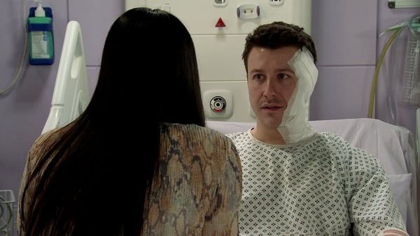 Ryan Connor (Ryan Prescott), sustain serious injuries at the hands of Justin Rutherford (Andrew Still)