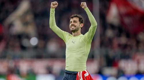 Bernardo Silva celebrates at the full-time whistle as City defeated Munich 4-1 on aggregate