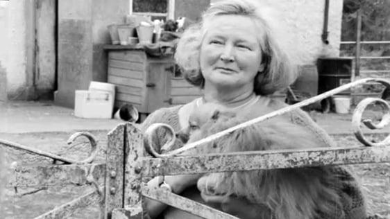 Biddy Ryan with some of her collection of cats and dogs in 1973.