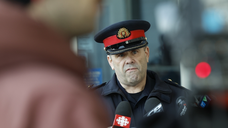 Peel Police Inspector Stephen Duivesteyn briefs media on the theft at Pearson International Airport