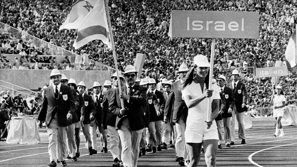 The Israeli delegation parading during the opening of the Olympic Games in Munich in 1972