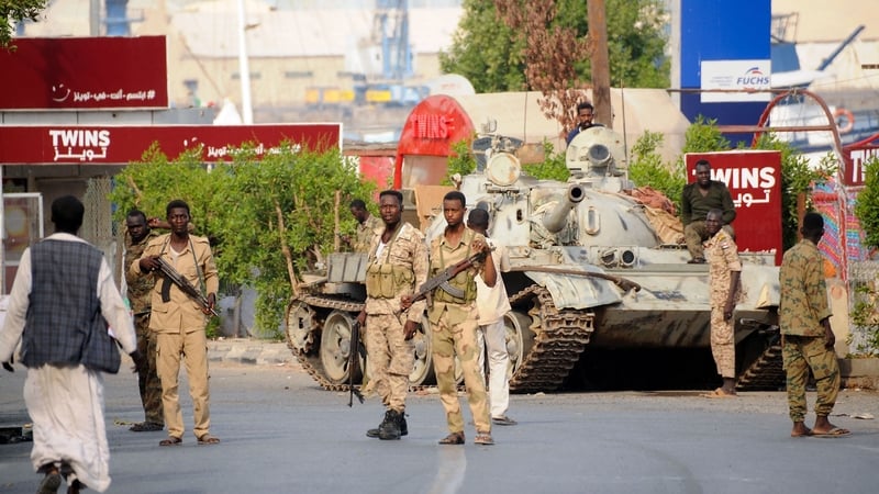Sudanese army soldiers pictured earlier this week in the Red Sea city of Port Sudan