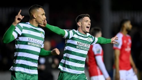 Trevor Clarke celebrates his brilliant goal at Richmond Park