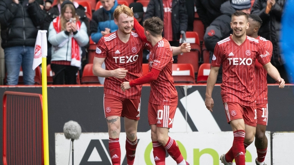 Irish defender Liam Scales was on target in Aberdeen's win over Rangers
