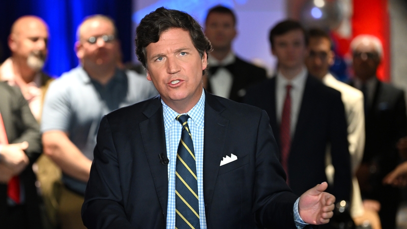 Tucker Carlson sent a video message to CPAC Hungary (file pic)