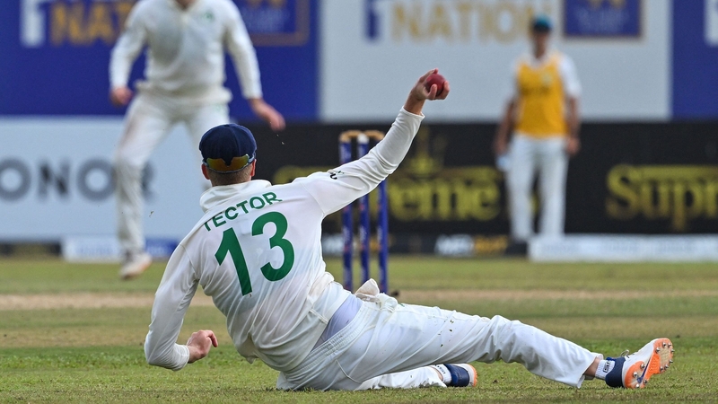 Ireland's Harry Tector fielding during third day of the second and final cricket Test match between Sri Lanka and Ireland