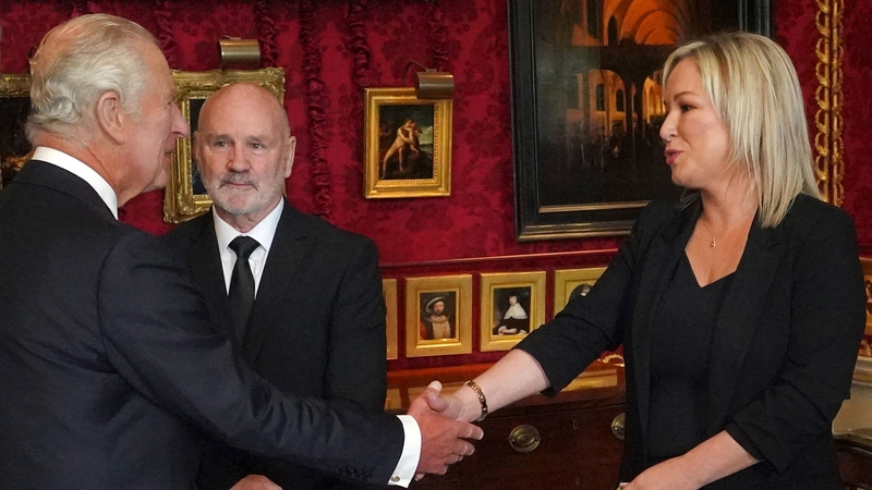 Britain's King Charles III shakes hands with Northern Ireland's Deputy First Minister Michelle O'Neill (Pic: Sept 2022)