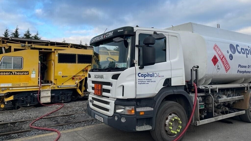 A ballast cleaning machines being fuelled with HVO