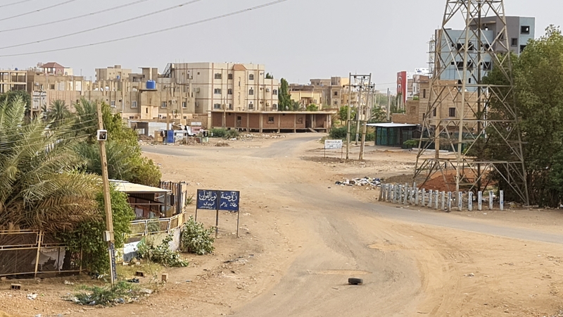 A deserted street in Khartoum as fighting continues between Sudan's army and paramilitary forces