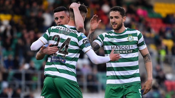 Johnny Kenny celebrates his goal with Gary O'Neill and Lee Grace