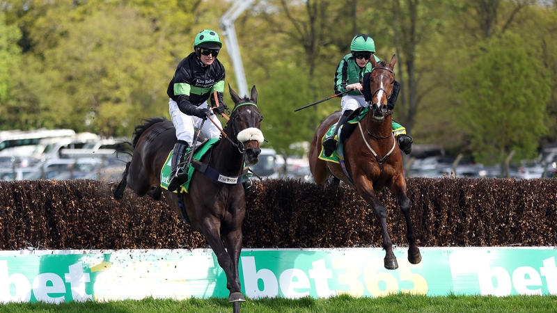 Hewick (r) and Rachael Blackmore on their way to winning the Oaksey Chase